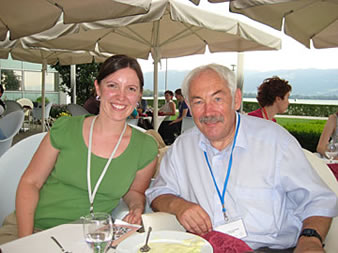 PPPL's Jessica Baumgaertel with 2007 Nobel Laureate Peter Gruenberg at the Lindau meeting.