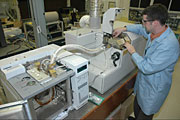 Kirk Gerdes working on some analytical equipment (a GC-ICP/MS) 