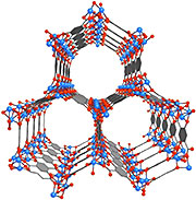 Mg-MOF-74 is an open metal site MOF whose porous crystalline structure could enable it to serve as a storage vessel for capturing and containing the carbon dioxide emitted from coal-burning power plants.