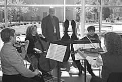 Alex Zucker (center) brought this string quartet and, later, the National Symphony Orchestra's Leonard Slatkin to ORNL.