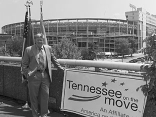 Kelly Beierschmitt, director of Environment, Safety, Health and Quality, represented the lab at the Tennessee on the Move kickoff outside UTs Neyland Stadium. The lab is participating as part of the ORNL wellness program.