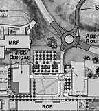 The roundabout will replace the intersection at the east campus main entrance.