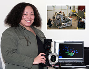 PPPL's Tiana Dodson with the photogrammetry equipment.