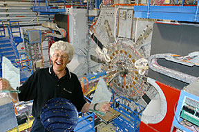 Les Cottrell in front of the BaBar detector at SLAC.