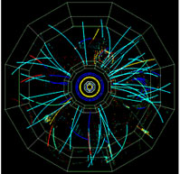 End view of particles emerging from a deuteron-gold collision at RHIC.  
