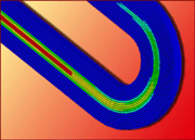 A computer simulation of the temperature distribution in a superconducting coil 150 milliseconds after a portion of it 