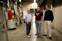BaBar collaborators William Lockman, Ray Cowan, and Brian Aagaard Petersen inside the SLAC accelerator.