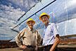SkyFuels’ Randy Gee, left and NREL’s Gary Jorgensen with the award-winning solar trough.