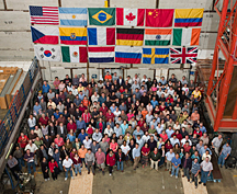Some of the 500 scientists from 19 countries who are members of the DZero collaboration.