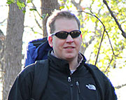 Ames Lab's Ryan Ott, in the woods.