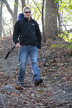 Ames Lab's Ryan Ott, in the woods.