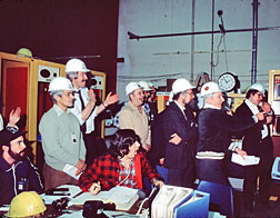 The big moment arrives: The successful first plasma brought cheers to the makeshift command center.