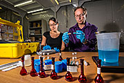 Sandia National Laboratories chemical engineer Vicki Chavez worked with Kevin Fleming to prove that iron sulfate mixed with ammonium nitrate could produce a non-detonable fertilizer. (Photo by Randy Montoya)