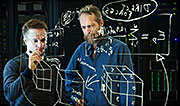 NREL scientists Michael Crowley and Antti-Pekka Hynninen have developed algorithms that speed calculations done by the software tool CHARMM (Chemistry at Harvard Molecular Mechanics) by several orders of magnitude, using code such as the one pictured. Using the new petascale high performance computer housed in NREL's Energy Systems Integration Facility, scientists will be able to simulate the motions of thousands of atoms, leading to greater understanding of how molecular models work. Credit: Dennis Schroeder