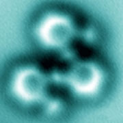 Atomic force microscopy reveals the positions of individual atoms and bonds.