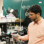 Ames Laboratory Igor Slowing explains instrumentation used in his research on nanoparticle catalysts.
