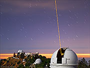 The Lick Observatory's Laser Guide Star forms a beam of glowing atmospheric sodium ions. This helps astronomers account for distortions caused by the Earth's atmosphere so they can see further and more clearly into space. Photos by Laurie Hatch/lauriehatch.com