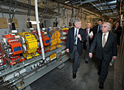 U.S. Department of Energy Secretary Ernest Moniz (right) touring NSLS-II with Project Director Steve Dierker and Lab Director Doon Gibbs.