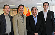 Hubble Telemedical, a start-up company launched by researchers at Oak Ridge National Laboratory and the University of Tennessee Health Science Center, was recently acquired by medical diagnostic device manufacturer Welch Allyn. Pictured (from left) are UTHSC’s Edward Chaum, ORNL’s Ken Tobin, Mike Sherman of MB Ventures, and Chuck Witkowski, director of Telemedical Imaging Solutions at Welch Allyn.