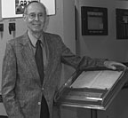 Don Trauger with the Graphite Reactors Fermi notebook in 2001.