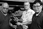 Stan David, Alan Frederic and Zhili Feng with their friction-stir extrusion setup.
