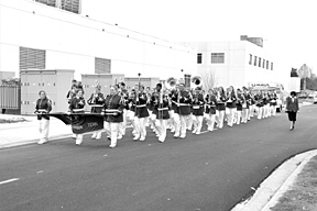 Love a parade: Harriman High Schools excellent band played for the Labs Veterans Day ceremony on November 11.