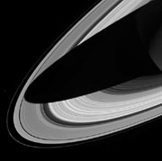 Saturn's rings, draped by the
shadow of Saturn