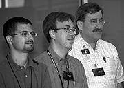 There you have it: Ken Read (top right) and Charles Thomas with their computer farm. Below are Vince Cianciolo, David Silvermyr and Glenn Young.