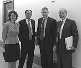 Halls of power: Jeff Muhs (second from left) is flanked by fellow Senate staffers Kathryn Clay (Sen. Domenici), Jonathan Epstein (Sen. Bingaman) and Jerry Hinkle (Sen. Dorgan) outside the Senate Energy Committee hearing room after the Oct. 17th hearing that helped launch the Presidents American Competitiveness and Advanced Energy initiatives.