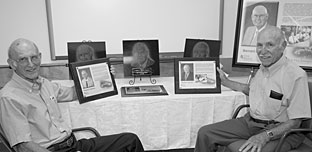 Dick Cheverton (left) and Rube McCord were honored on HFIRs family day, along with Bernie Corbett, whose display is behind Rube.