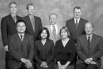 Poplar Genome Team: From left, team leader Gerald Tuskan, Tongming Yin, Stan Wullschleger, Udaya Kaluri, Gwo-Liang Chen, Lee Gunter, Frank Larimer and Ed Uberbacher. Not pictured is Philip LoCascio.