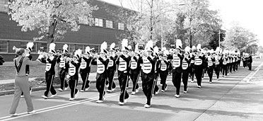 Love a parade? The Roane County High School band came to ORNL on November 8 for the annual Veterans Day ceremonies, which included this march down Central Avenue.